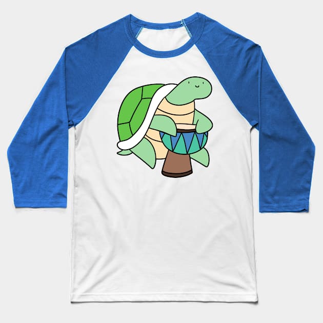 Turtle Playing Djembe Baseball T-Shirt by saradaboru